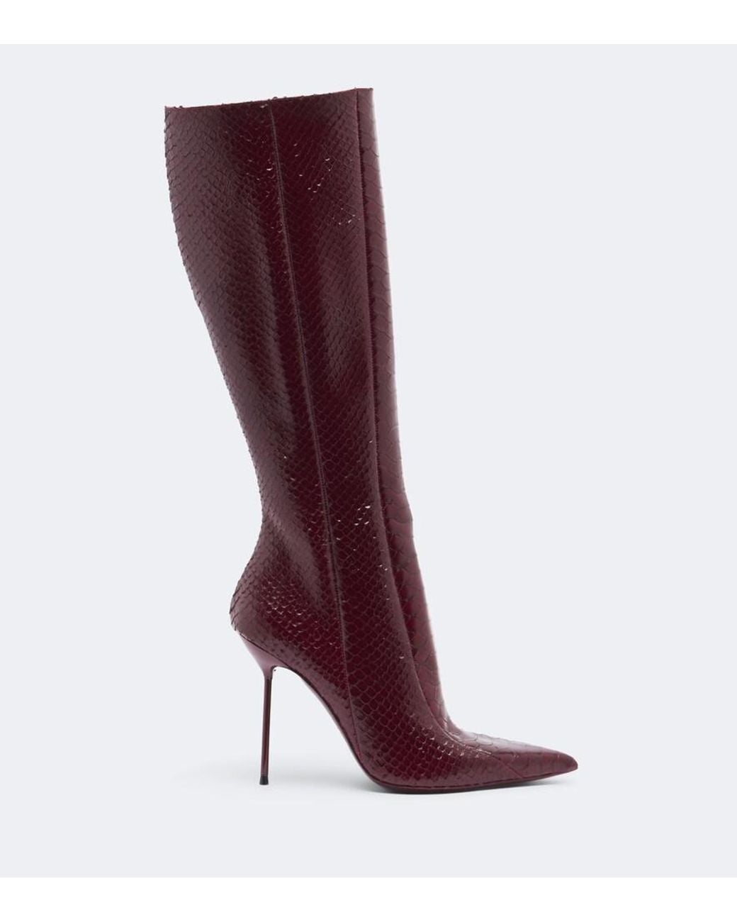 Paris Texas Red Lidia Snake-Effect Leather Knee-High Boots