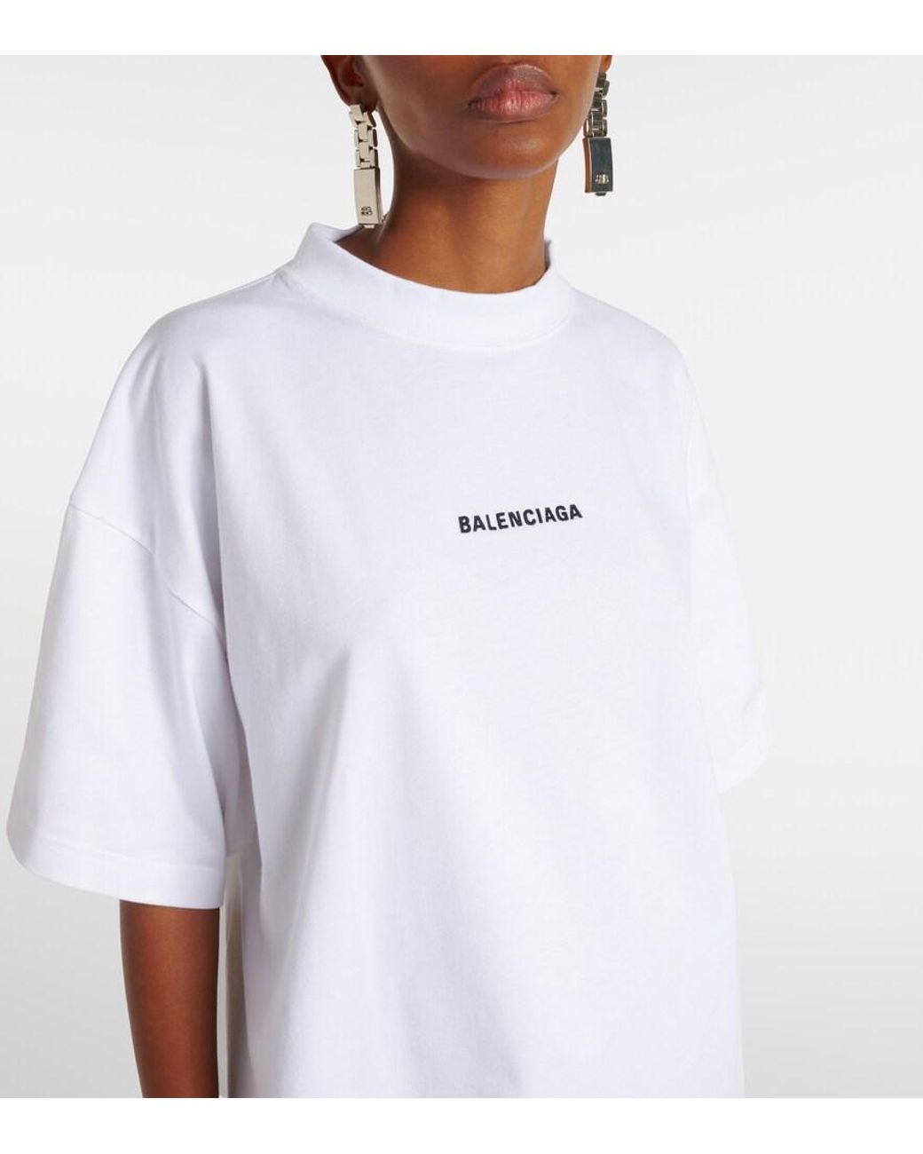 Balenciaga White Logo Crop T-Shirt –
