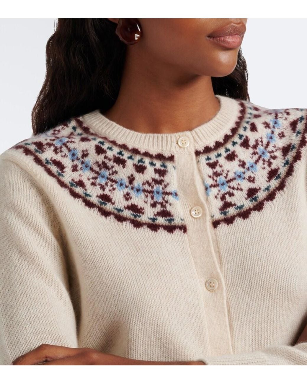 Doen Natural Olympe Fair Isle Cashmere Cardigan