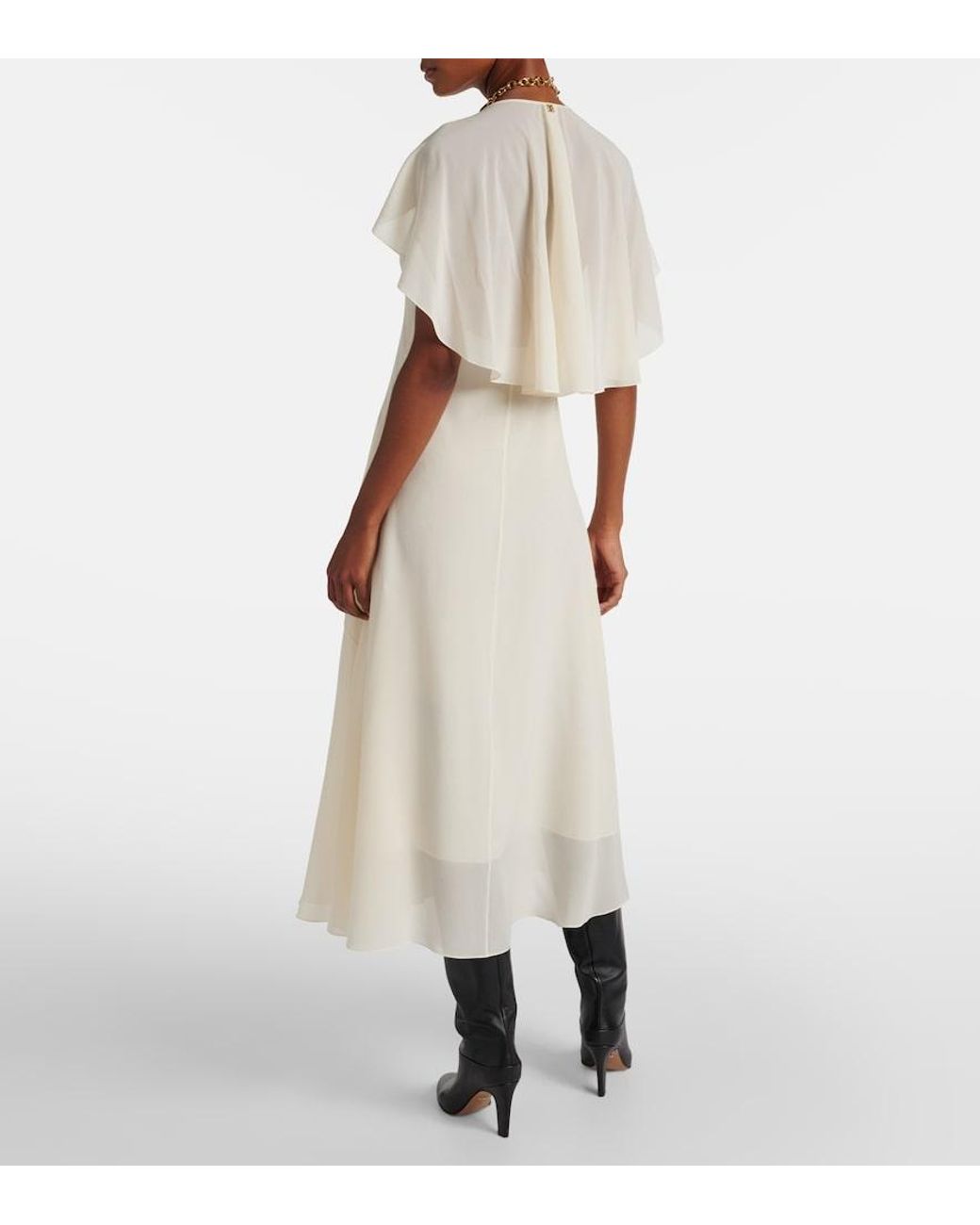 Chloé White Silk Chiffon Midi Dress