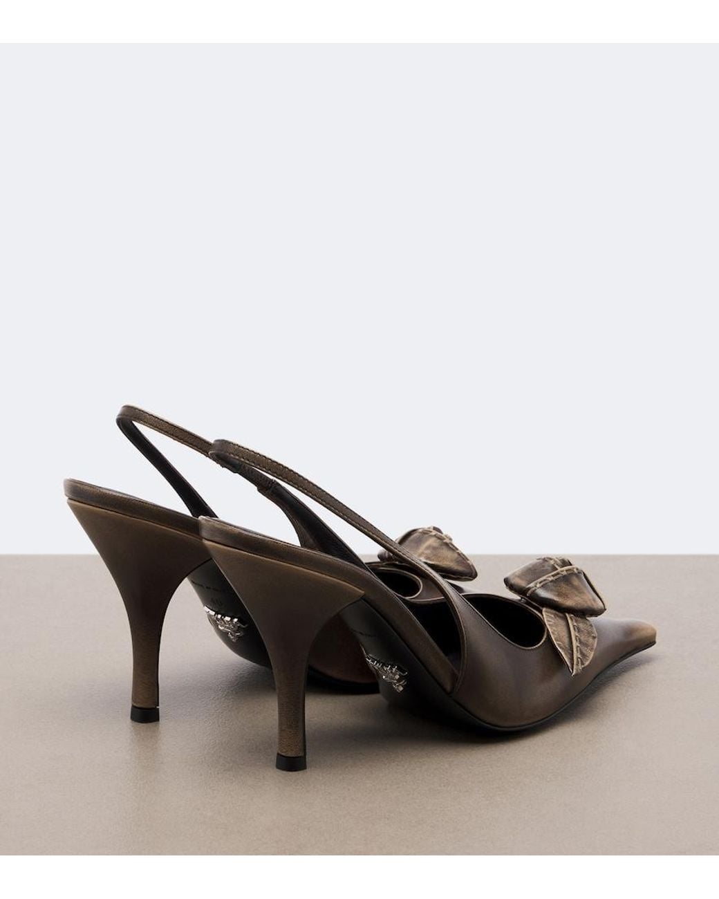 Prada Metallic Floral-Applique Leather Slingback Pumps