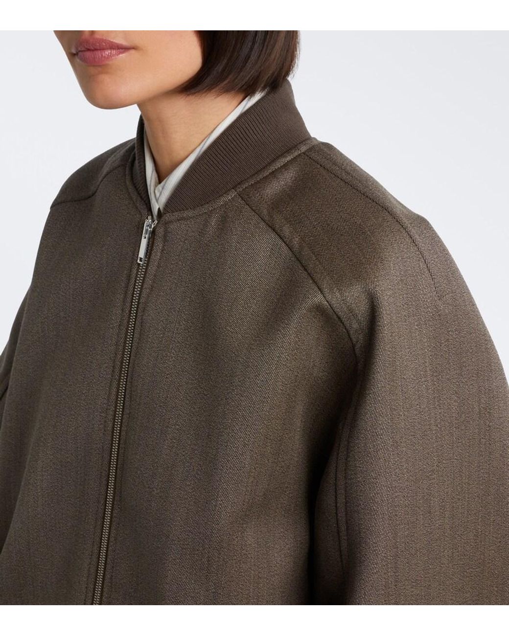 Frankie Shop Brown Elinor Oversized Wool Bomber Jacket