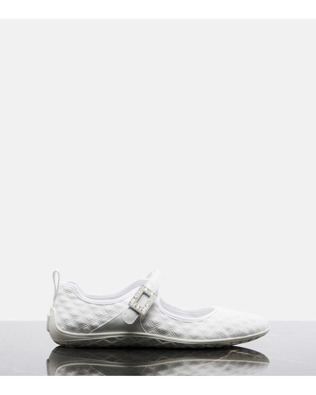 Roger Vivier White Viv Low Mary Jane Flats