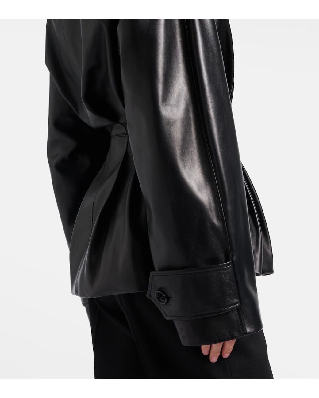 Balenciaga Black Double-Breasted Leather Jacket