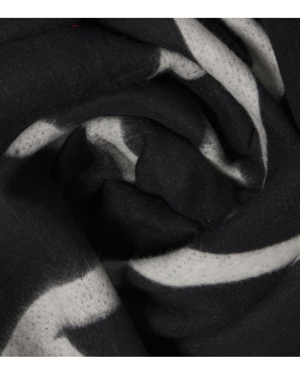 Totême Black Fringed Virgin Wool Scarf