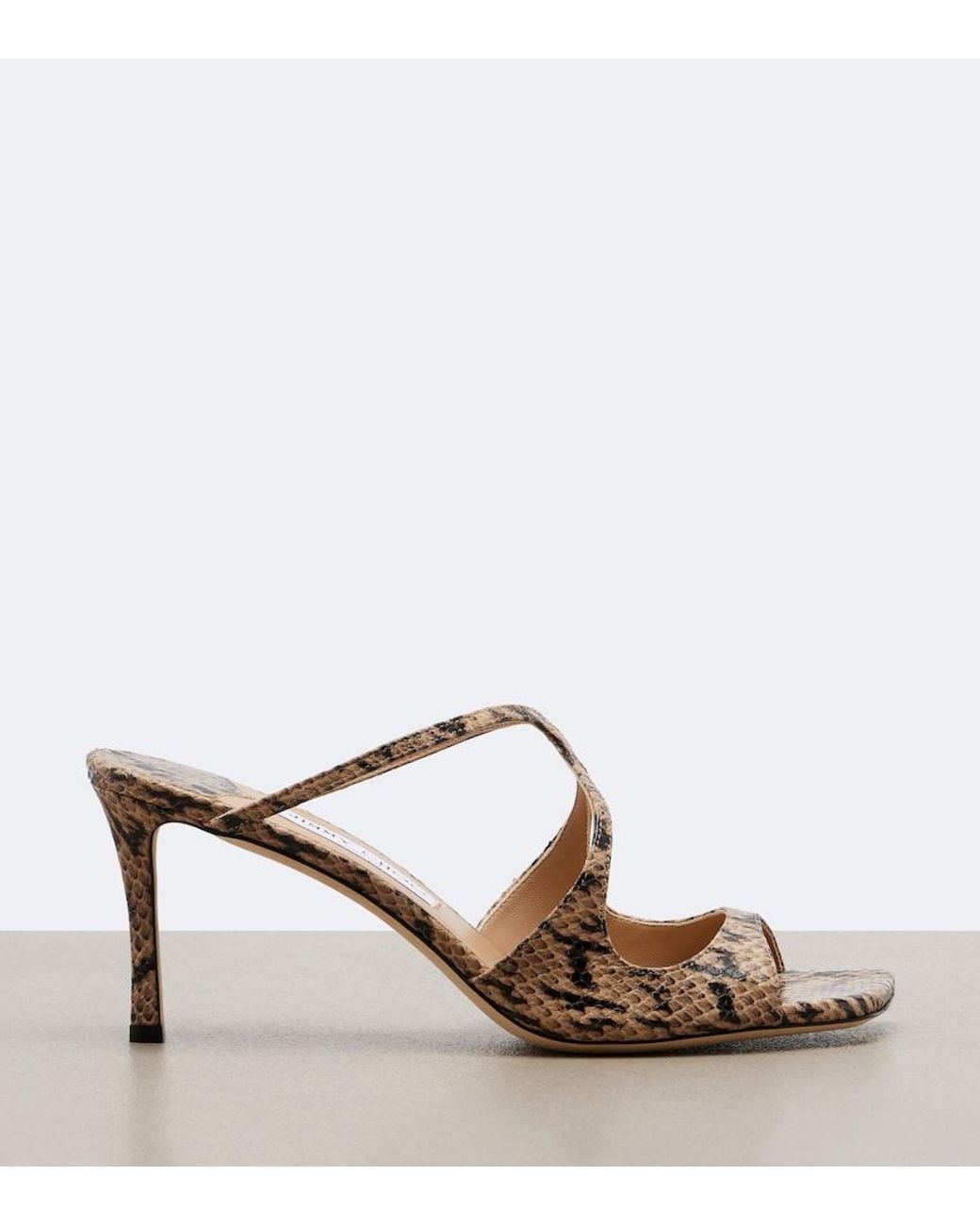 Jimmy Choo Brown Anise Snake-Effect Leather Mules