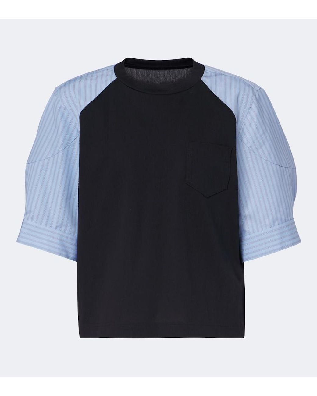 Sacai Blue Striped Cotton T-Shirt