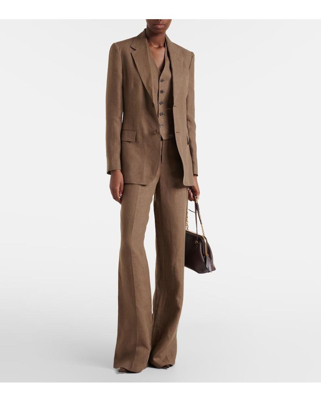 Ralph Lauren Brown Marcy Linen Blazer