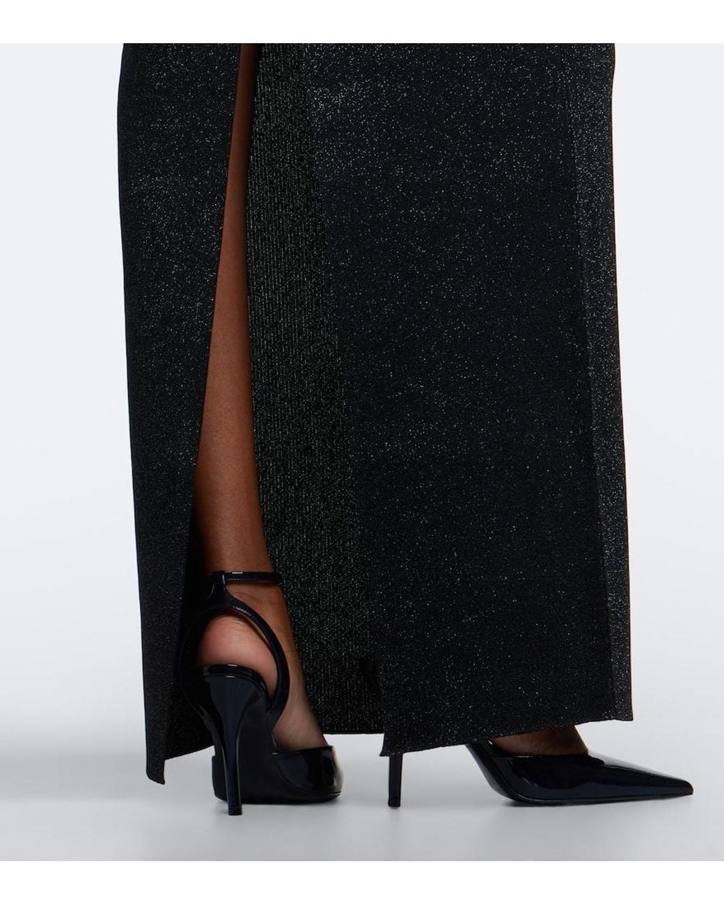 Balmain Black Lame Gown
