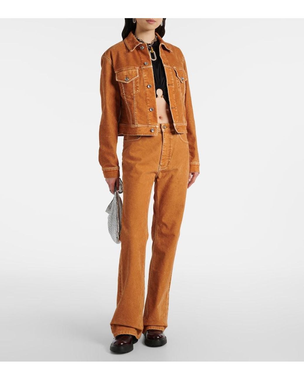 Rabanne Orange High-Rise Straight Jeans