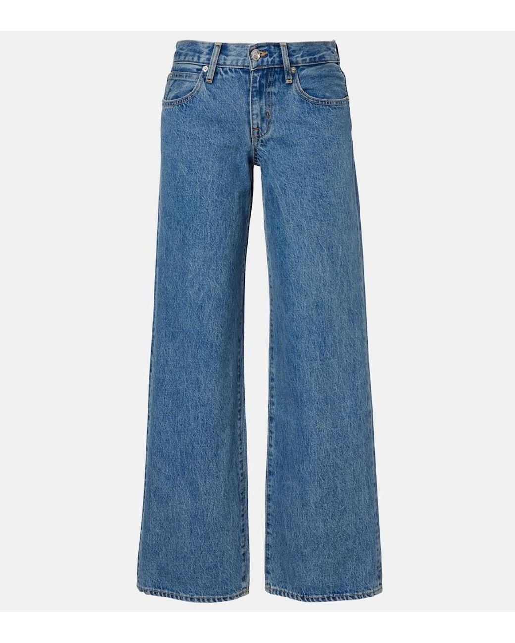 SLVRLAKE Denim Blue Lexi Low-Rise Wide-Leg Jeans