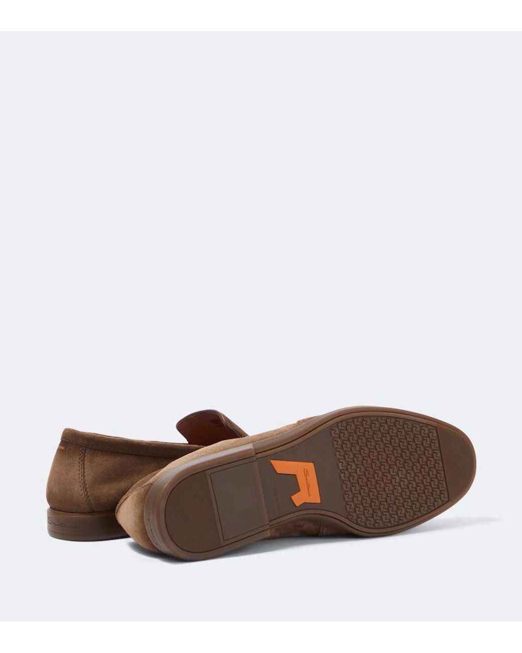 Santoni Brown Suede Loafers for men