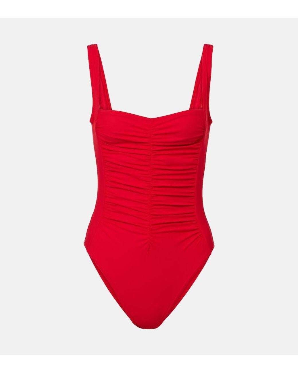 Karla Colletto Red Ruched Swimsuit