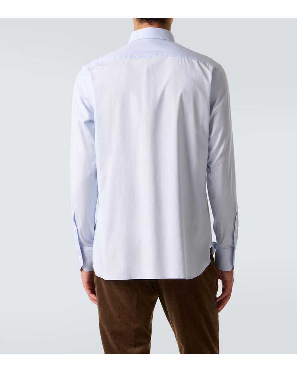 Zegna Blue Cotton-Blend Shirt for men