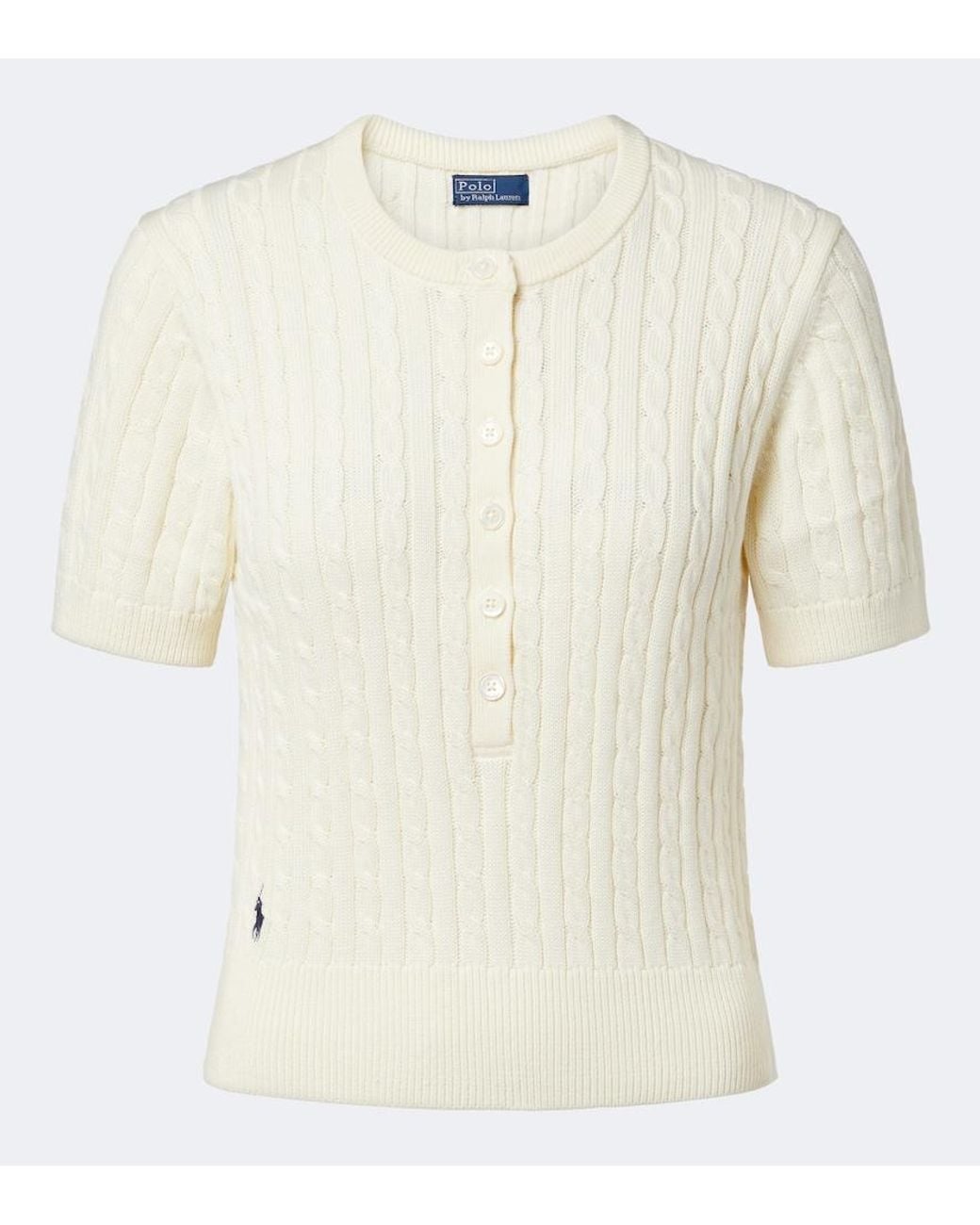 Polo Ralph Lauren White Cable-Knit Cotton Sweater
