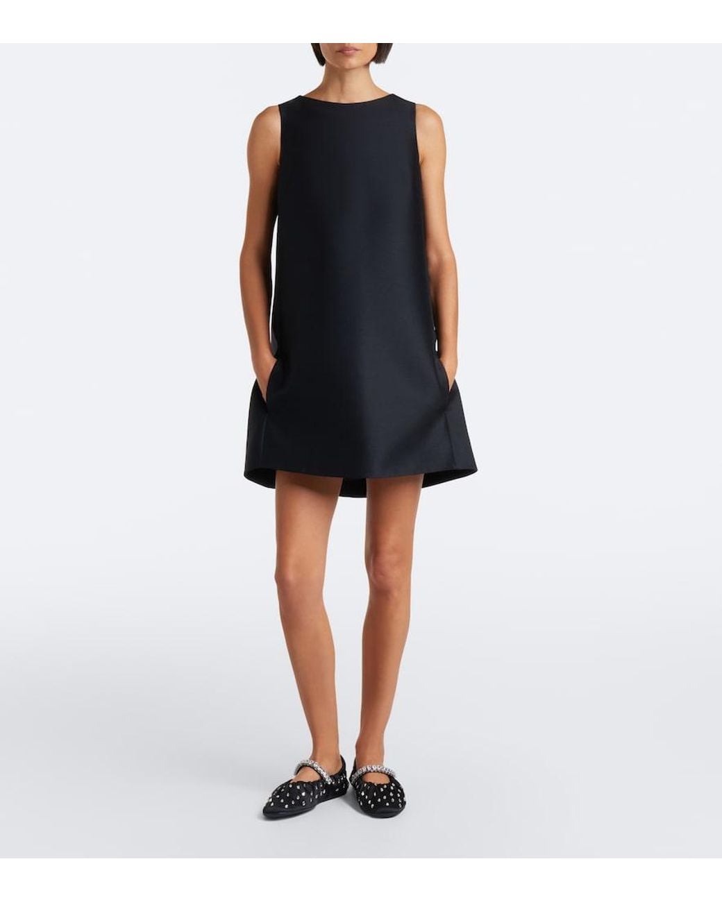 Jimmy Choo Black Jade Embellished Satin Ballet Flats