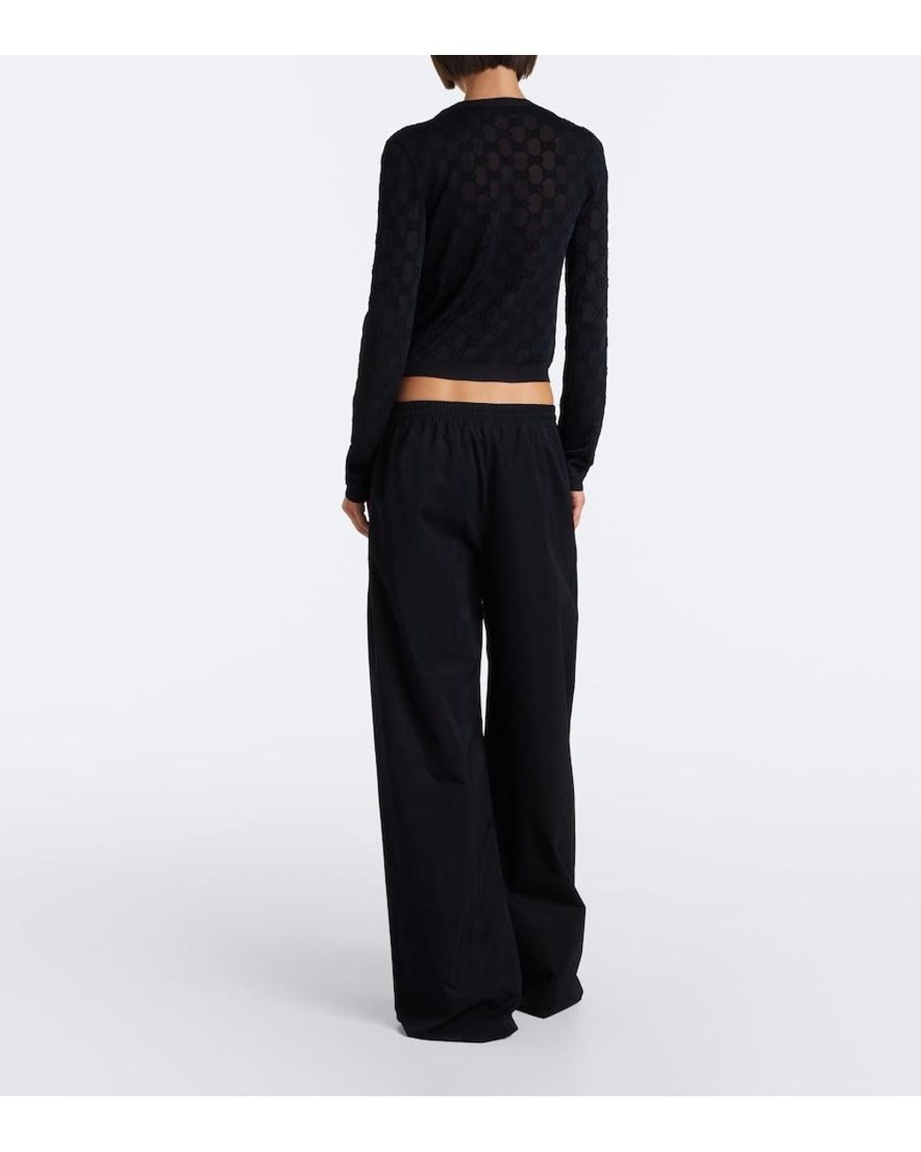 Gucci Black Technical Twill Wide-Leg Pants