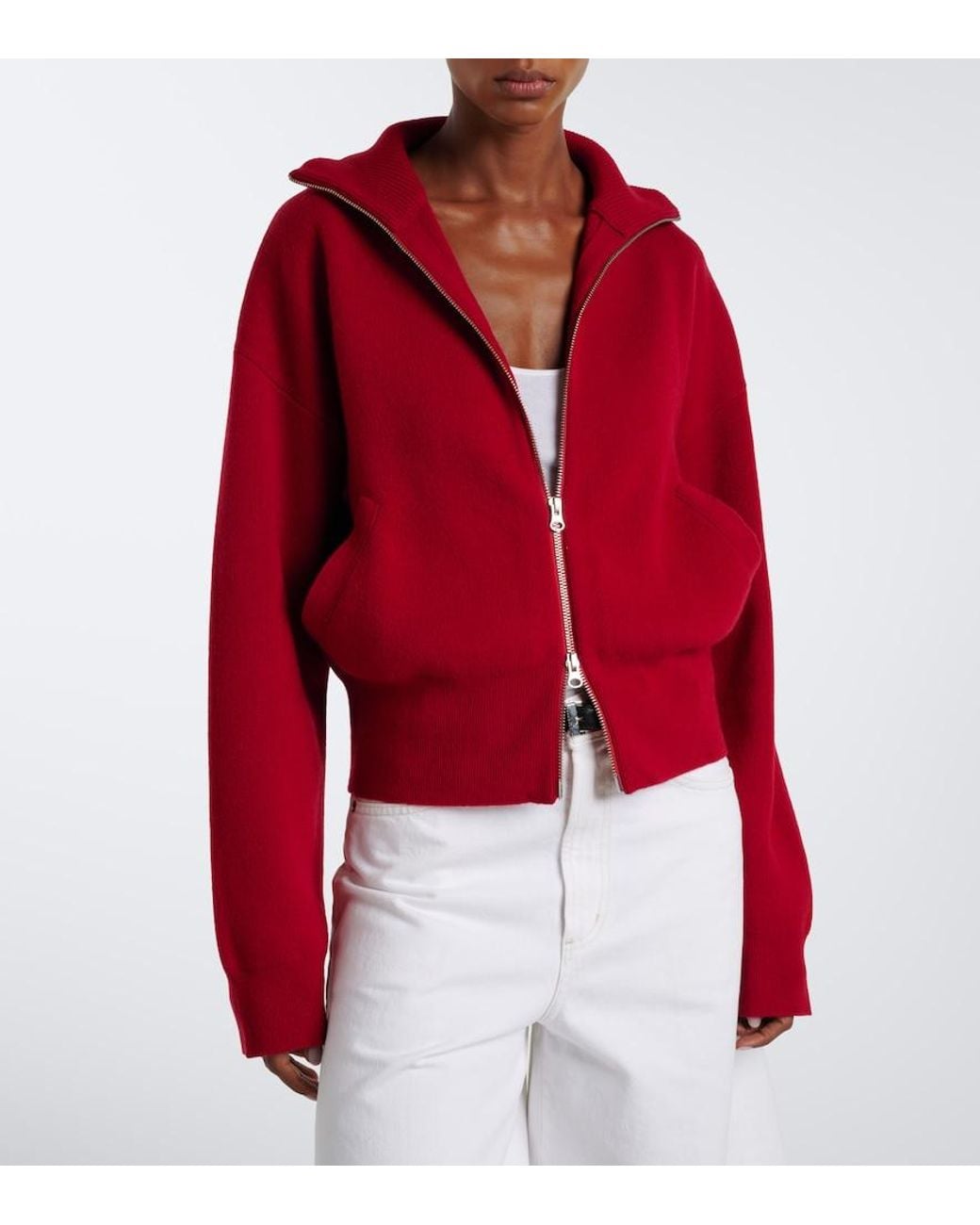 Extreme Cashmere Red N°385 Xtra Cute Cashmere Zip-Up Sweater