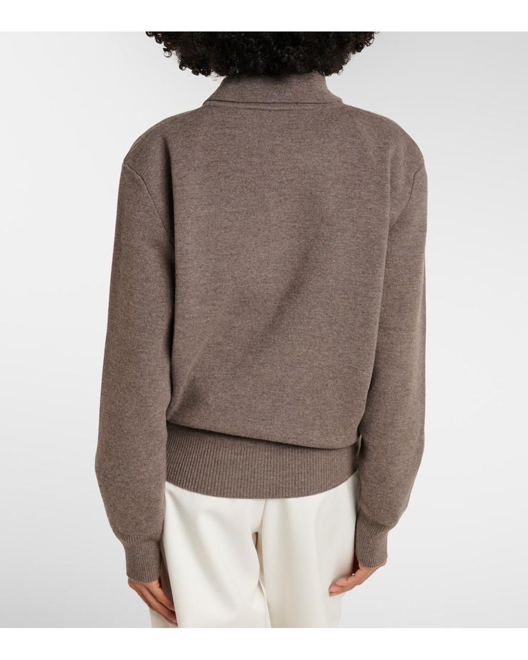 Rohe Gray Wool And Cashmere Polo Sweater