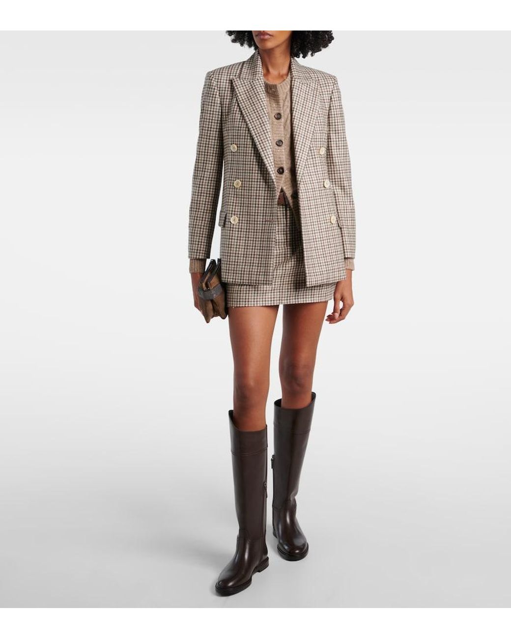 Brunello Cucinelli Brown Checked Virgin Wool Blazer