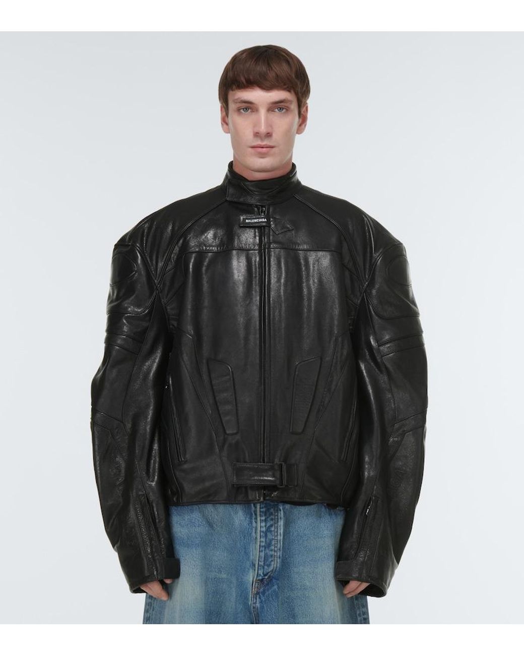Balenciaga Leather Biker Jacket in Black for Men Lyst