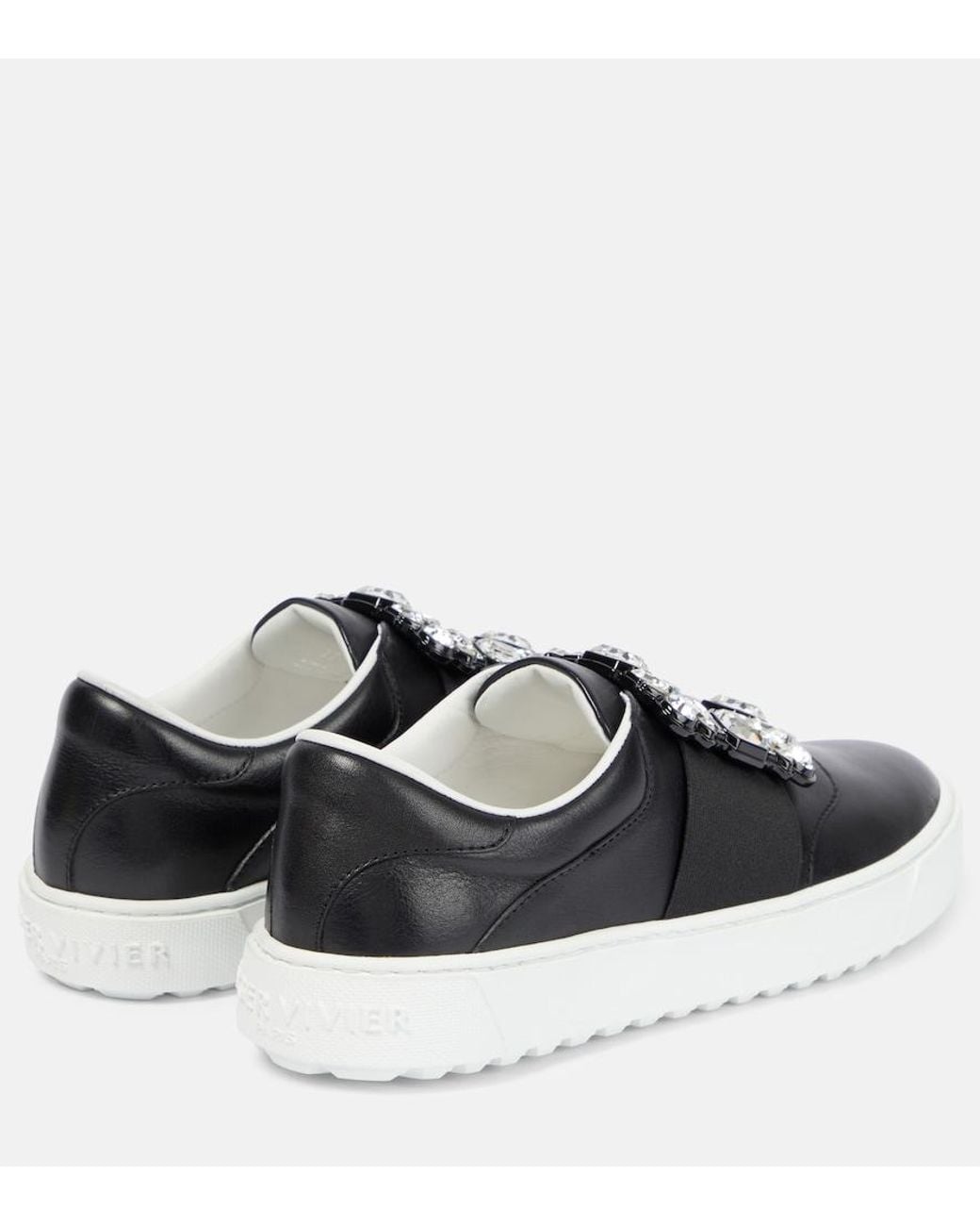 Roger Vivier Black Very Vivier Embellished Leather Sneakers