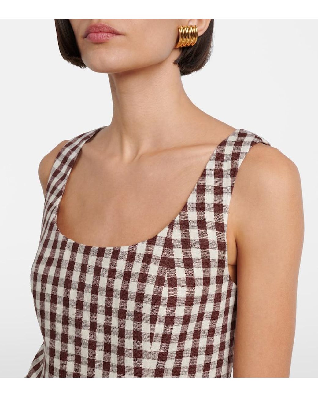 Posse White Sadie Gingham Linen Minidress