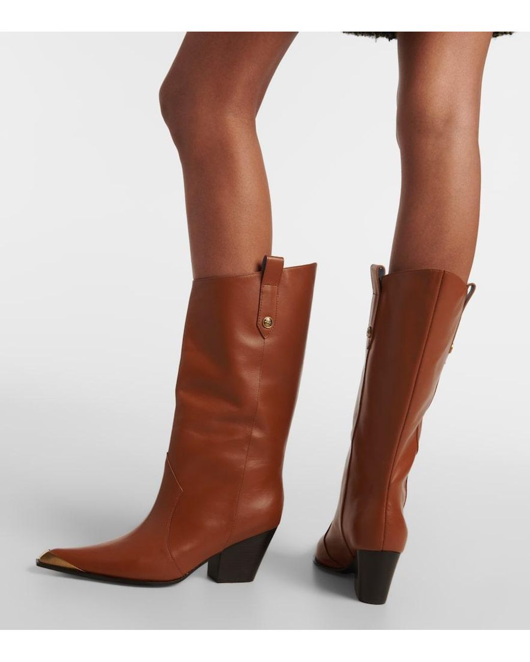 Etro Brown Leather Cowboy Boots