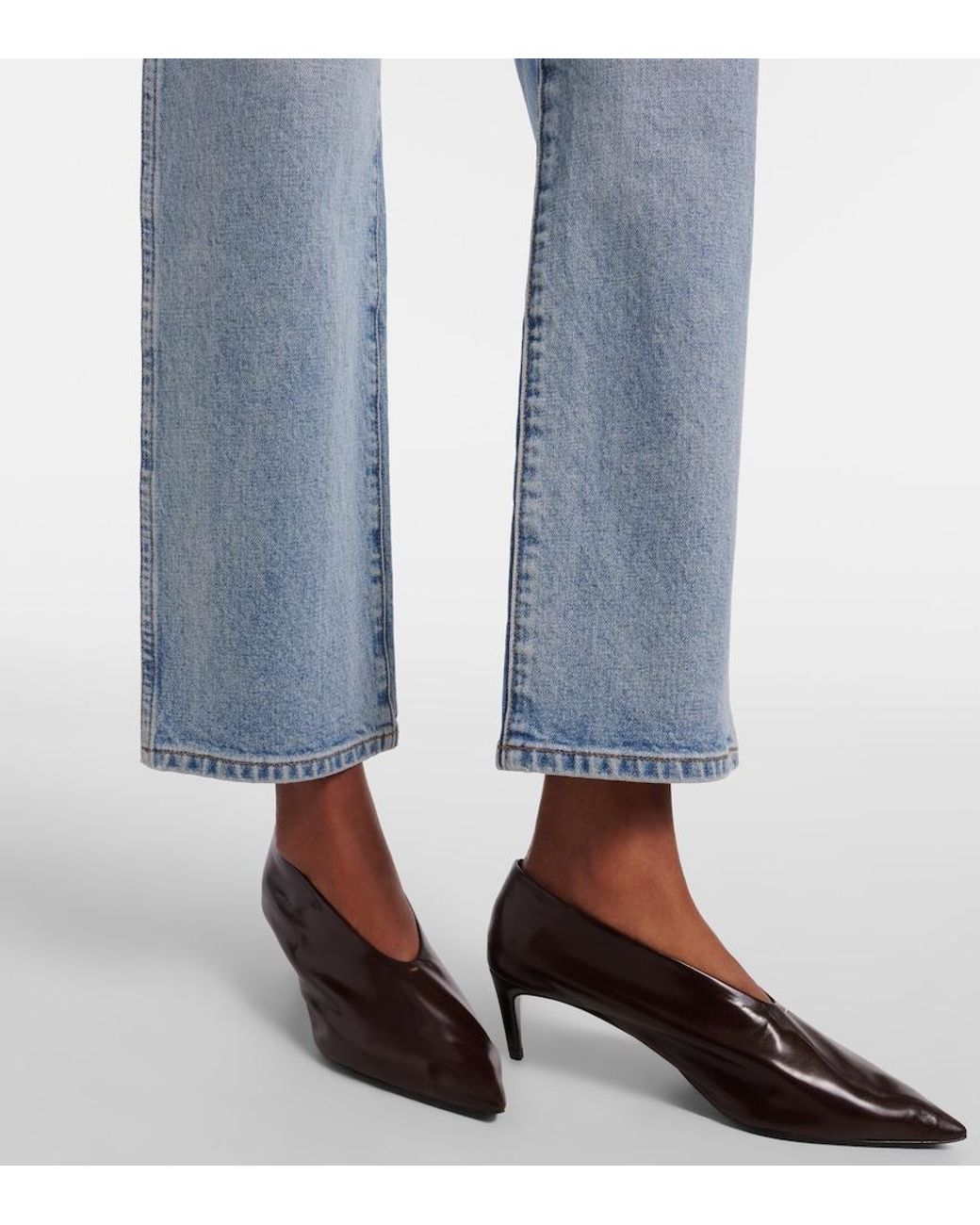 Khaite Blue High-rise Straight Jeans