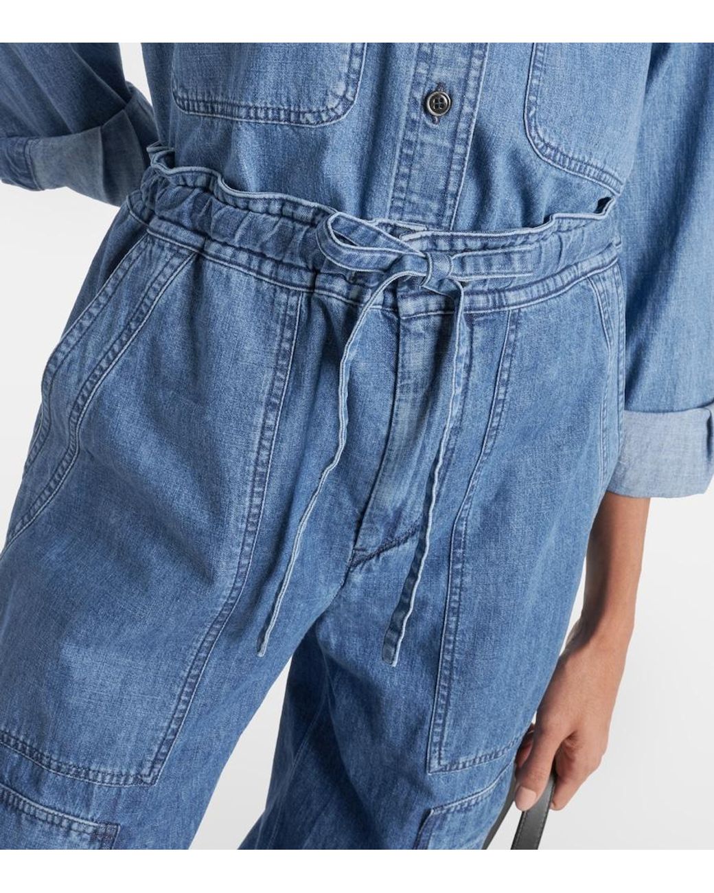 Isabel Marant Blue Ivy Mid-Rise Denim Cargo Pants