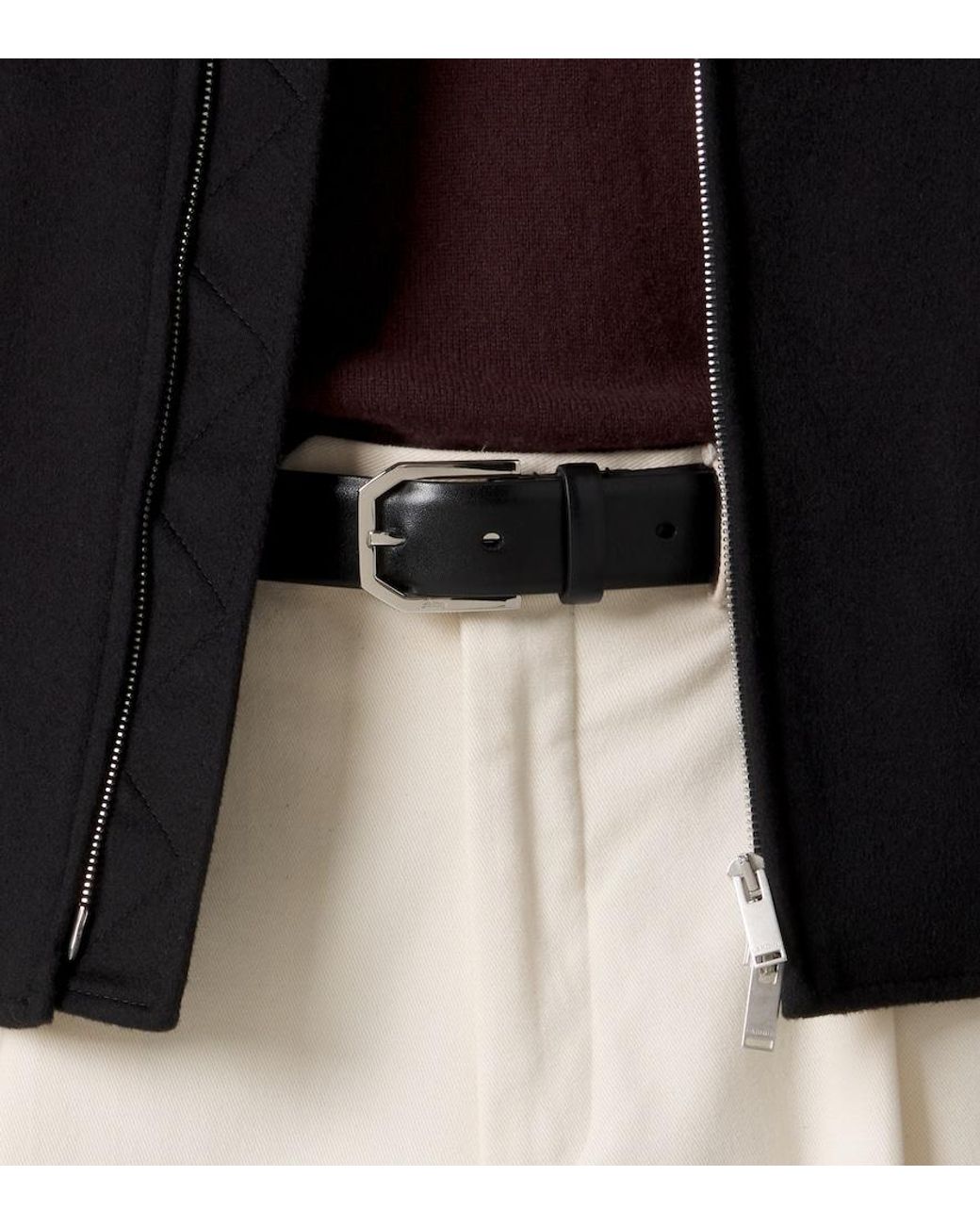 Brioni Black Leather Belt for men