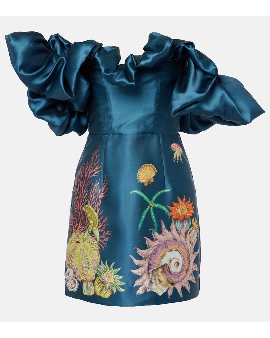 ALÉMAIS Blue Dorian Printed Ruffled Minidress