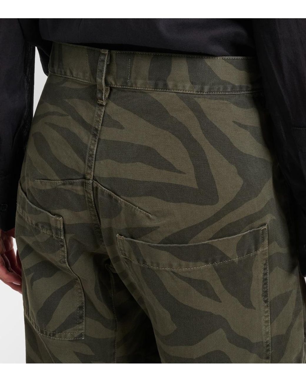 Nili Lotan Green Shon Cropped Barrel-Leg Jeans