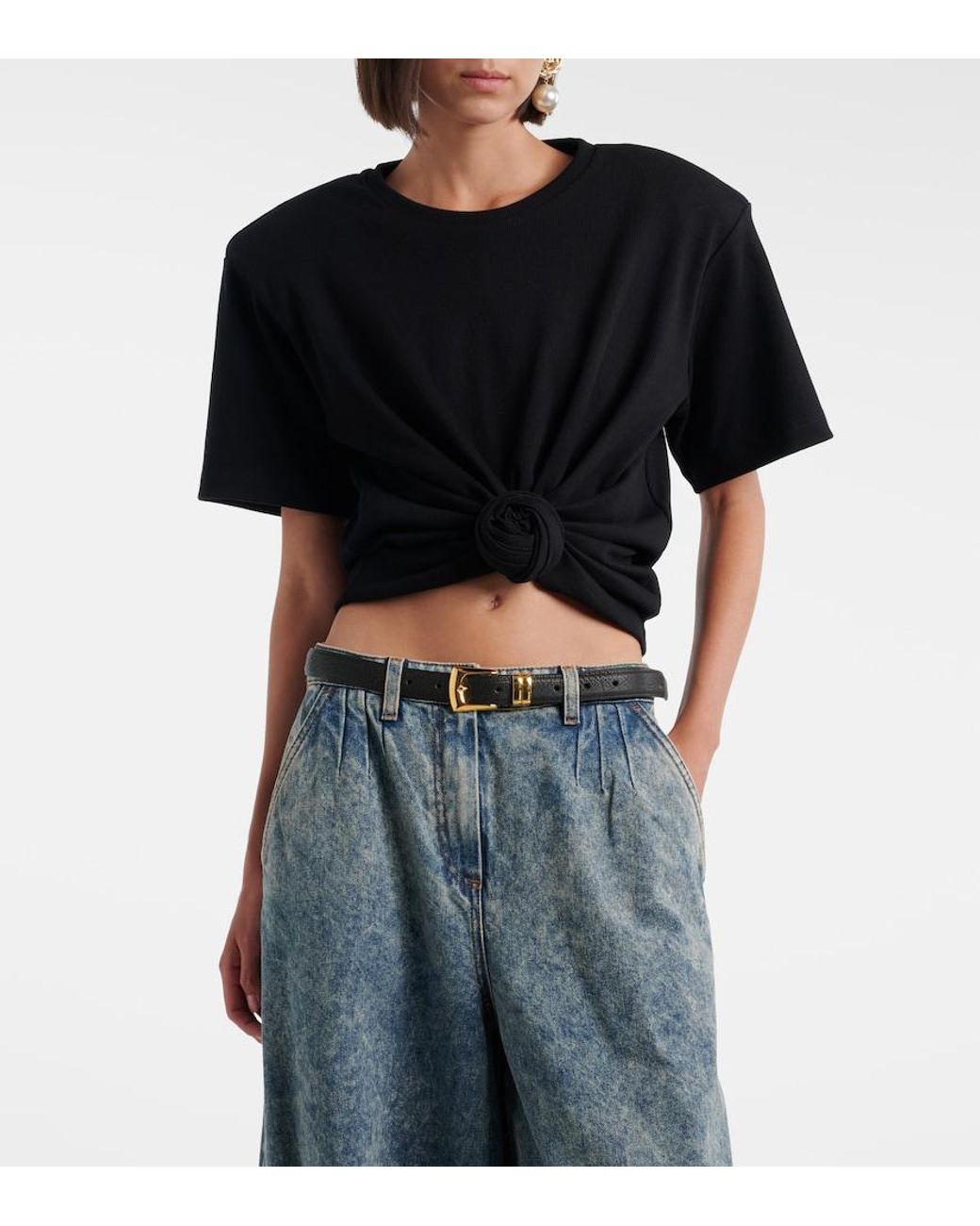 Magda Butrym Black Cotton-Blend Top