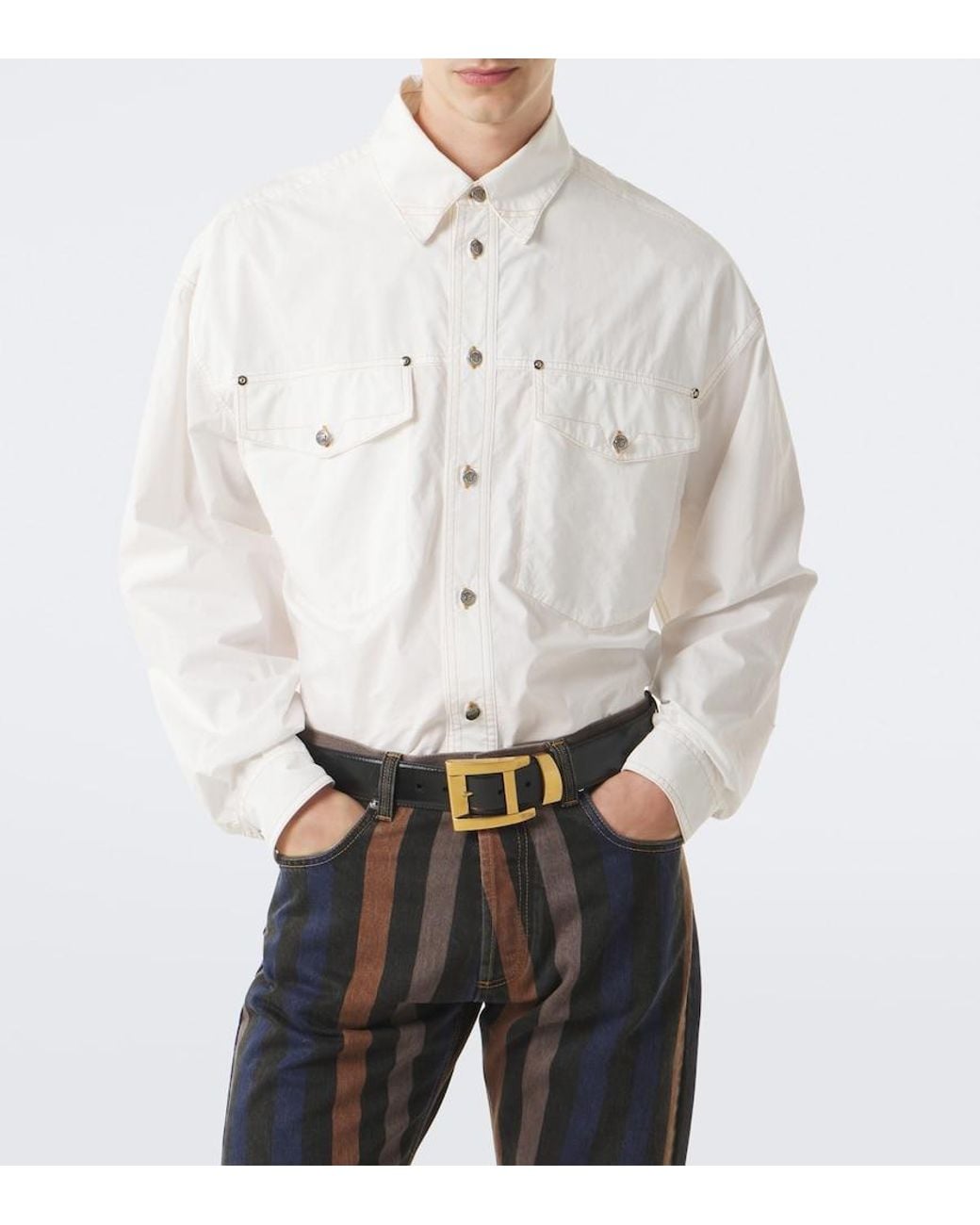 Versace White Medusa Denim Overshirt for men