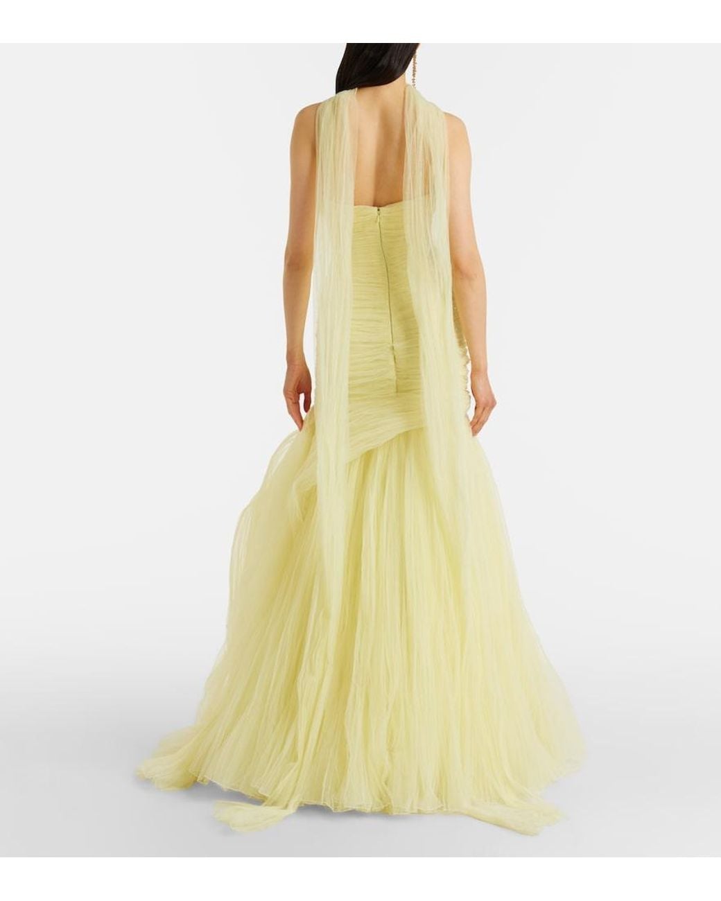Marmar Halim Yellow Tulle Bustier Gown
