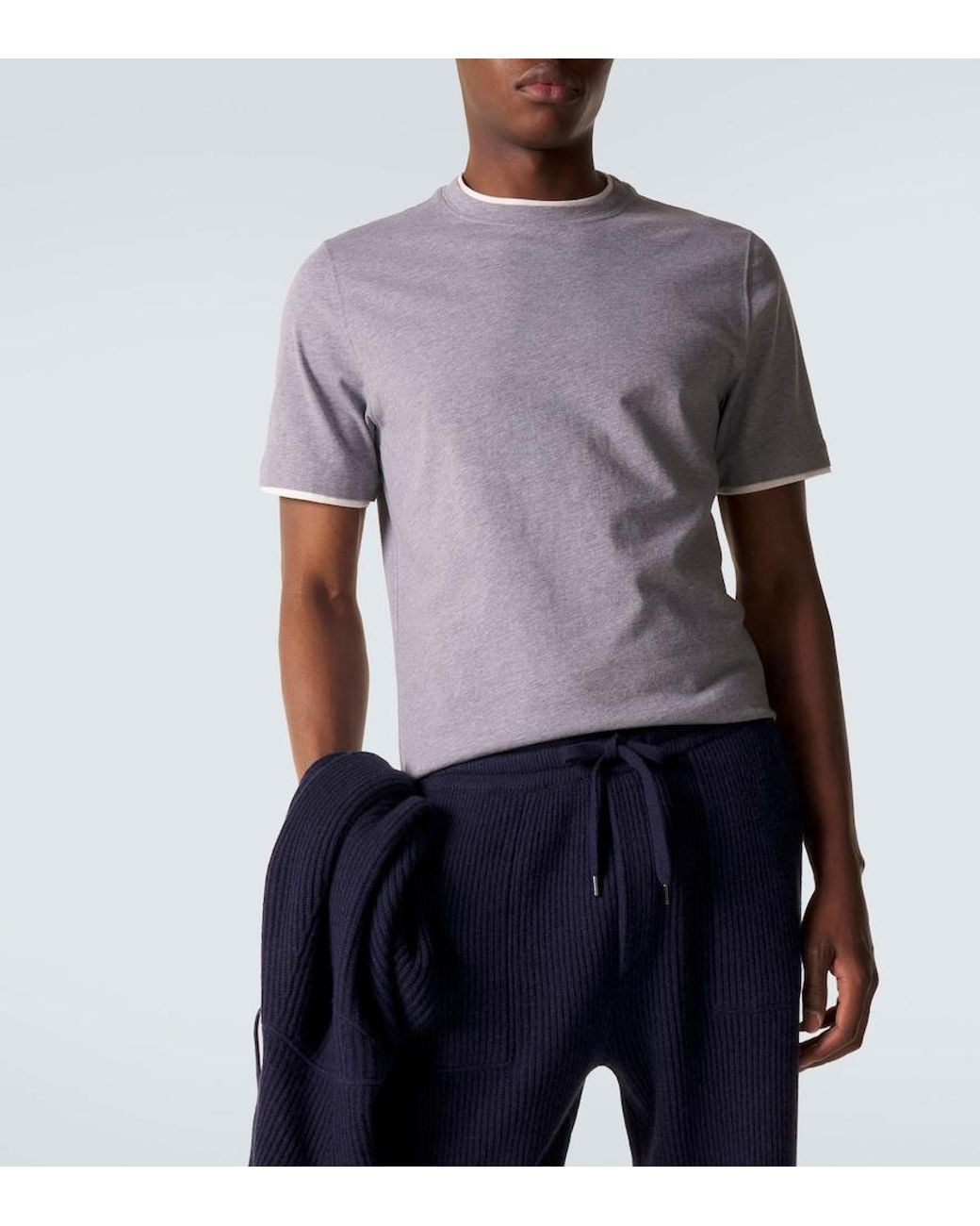 Brunello Cucinelli Purple Cotton Jersey T-Shirt for men
