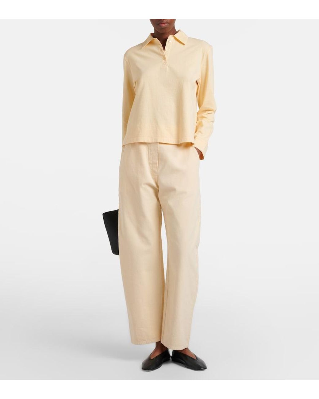 Leset Natural Chloe Cotton Barrel-Leg Pants