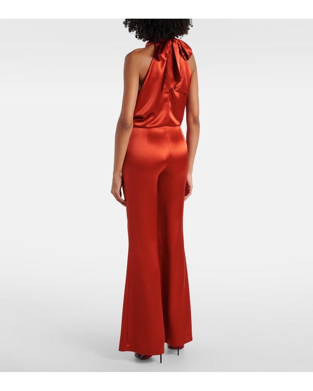 Galvan Red Atruvia Satin Wide-Leg Pants