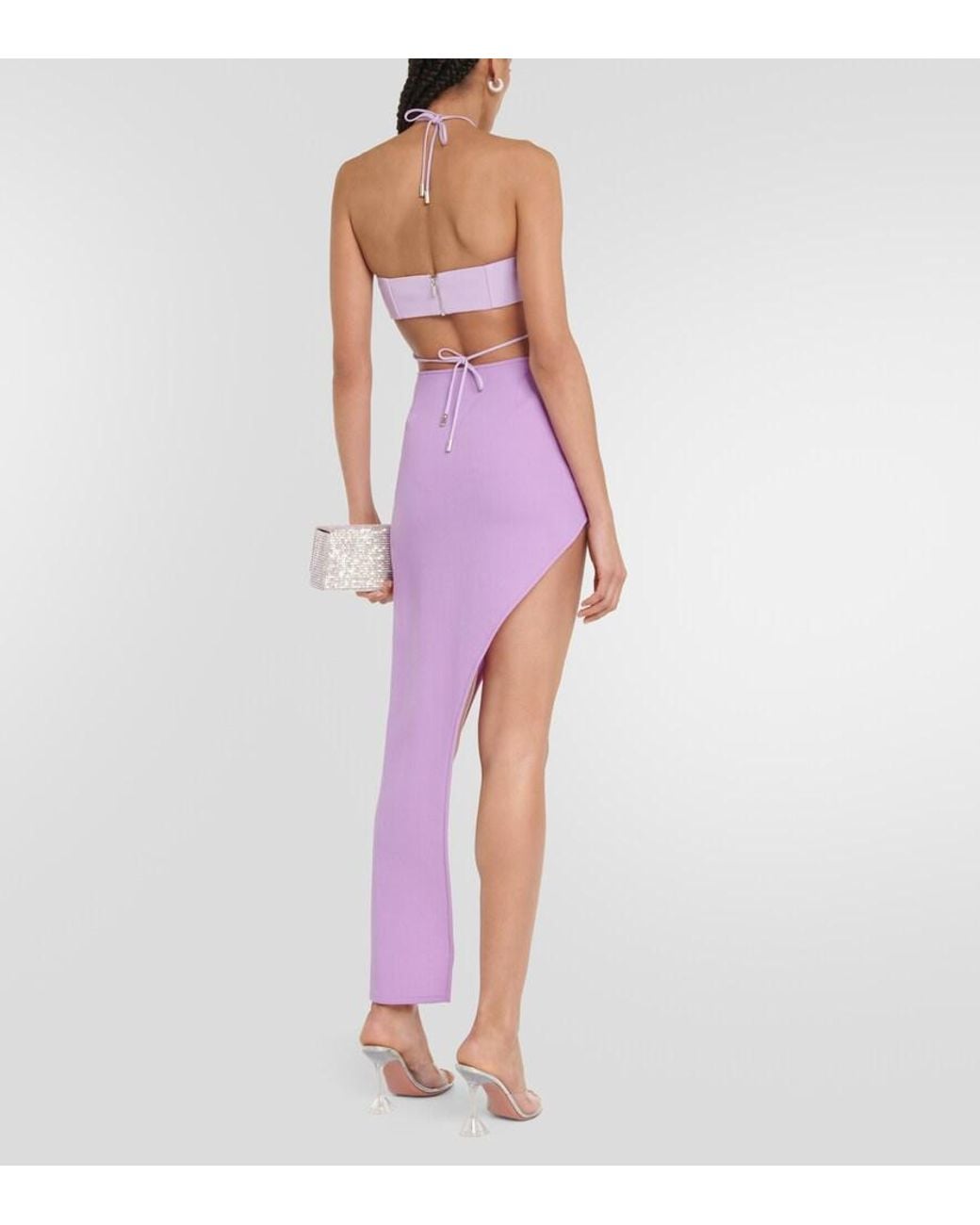 David Koma Purple Asymmetrical Wool Maxi Skirt