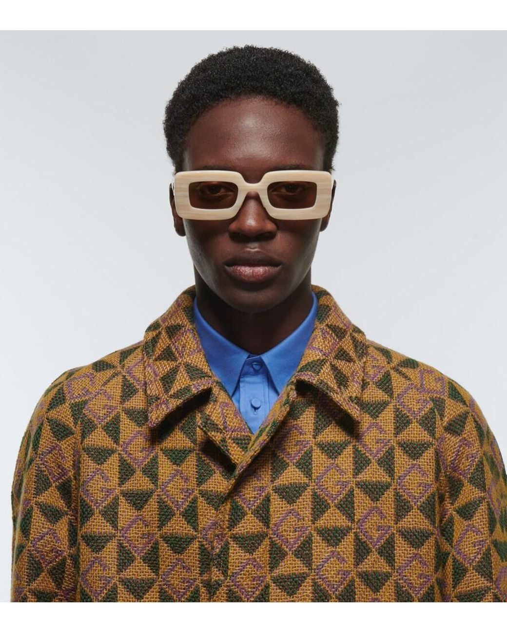 Gucci Natural Rectangular Sunglasses for men