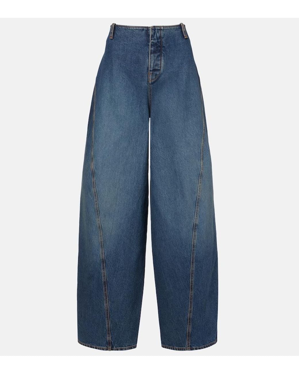 Alaïa Blue Mid-Rise Barrel-Leg Jeans