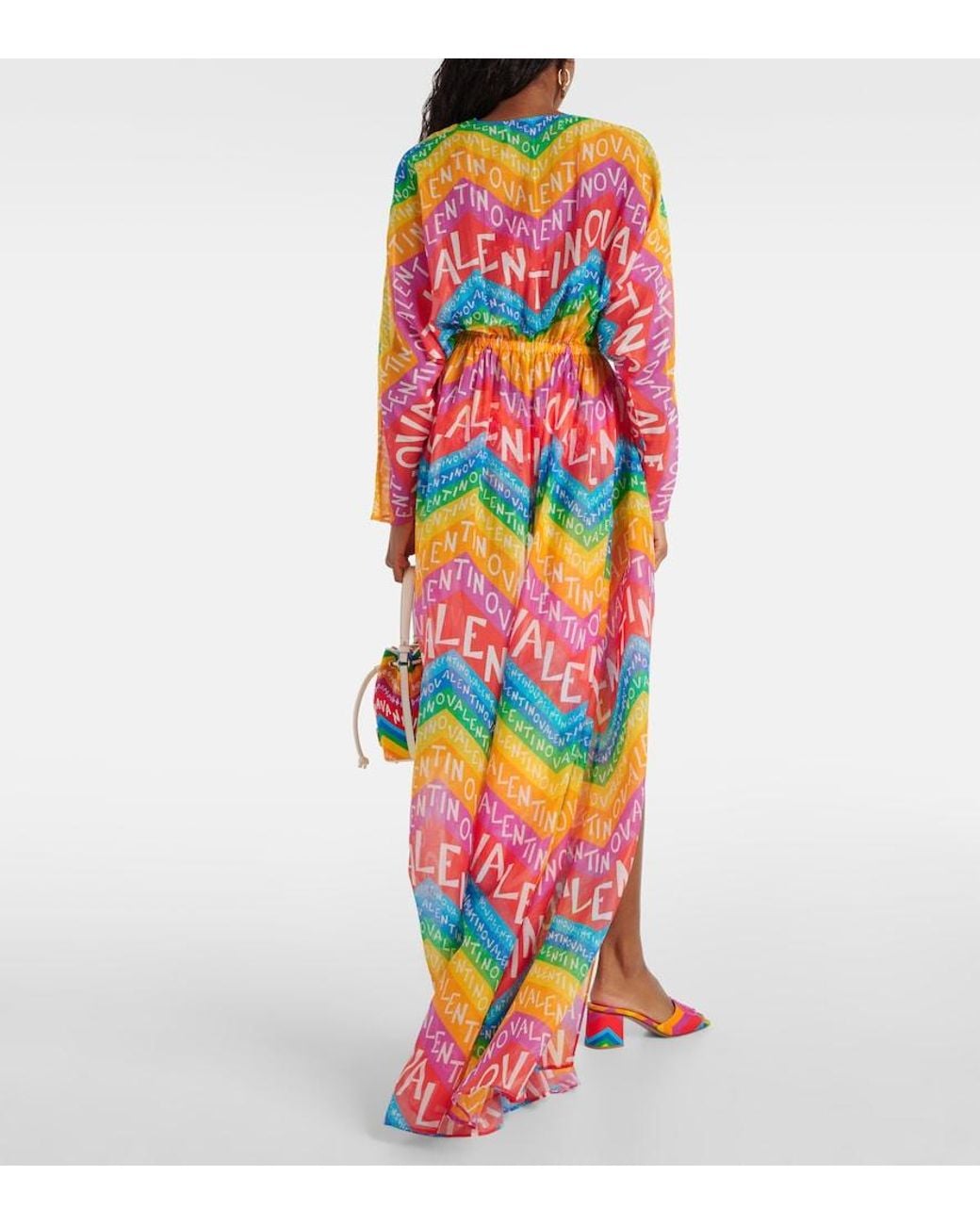 Valentino Multicolor Logo Cotton-Blend Beach Cover-Up
