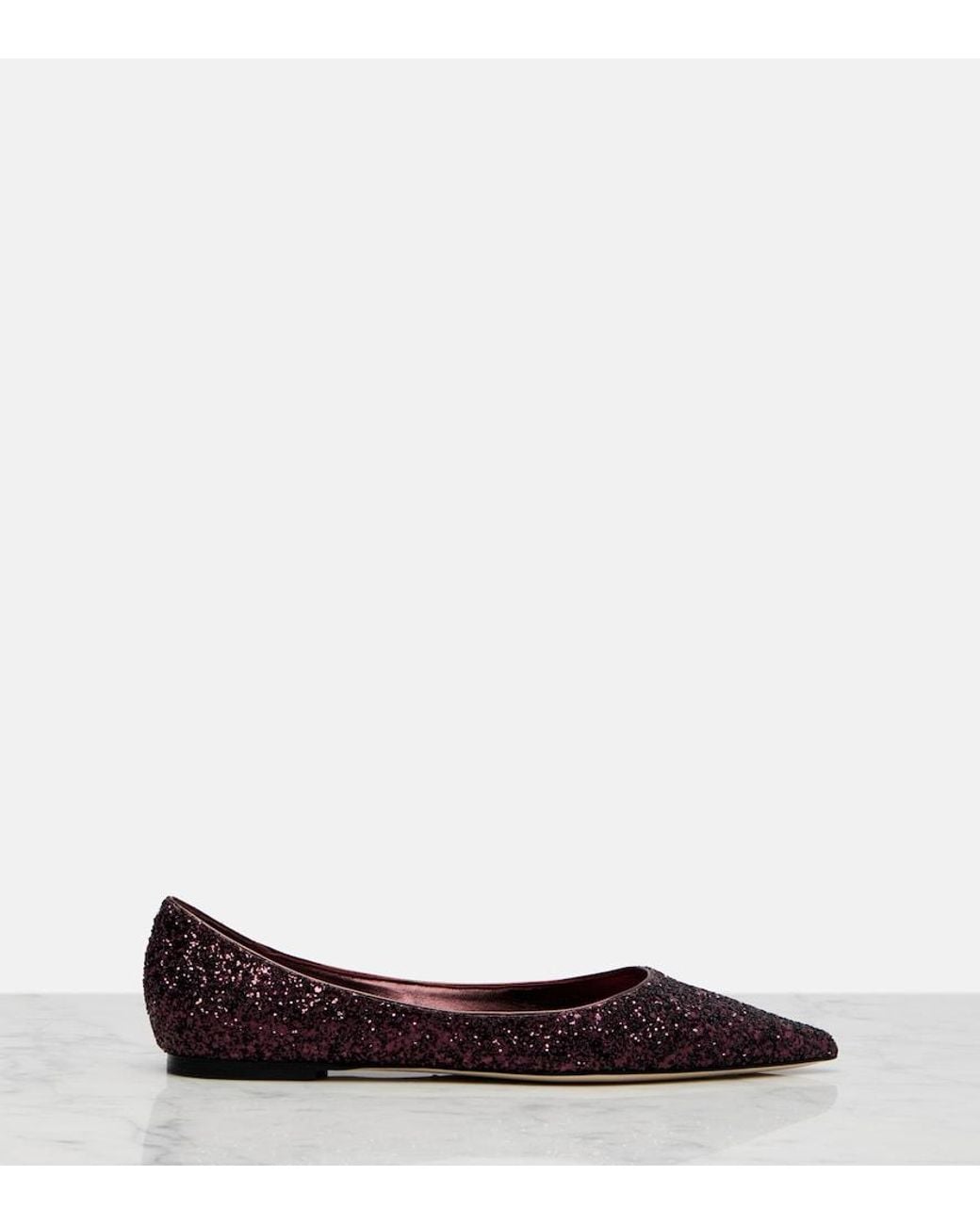 Jimmy Choo Purple Love Glitter Ballet Flats