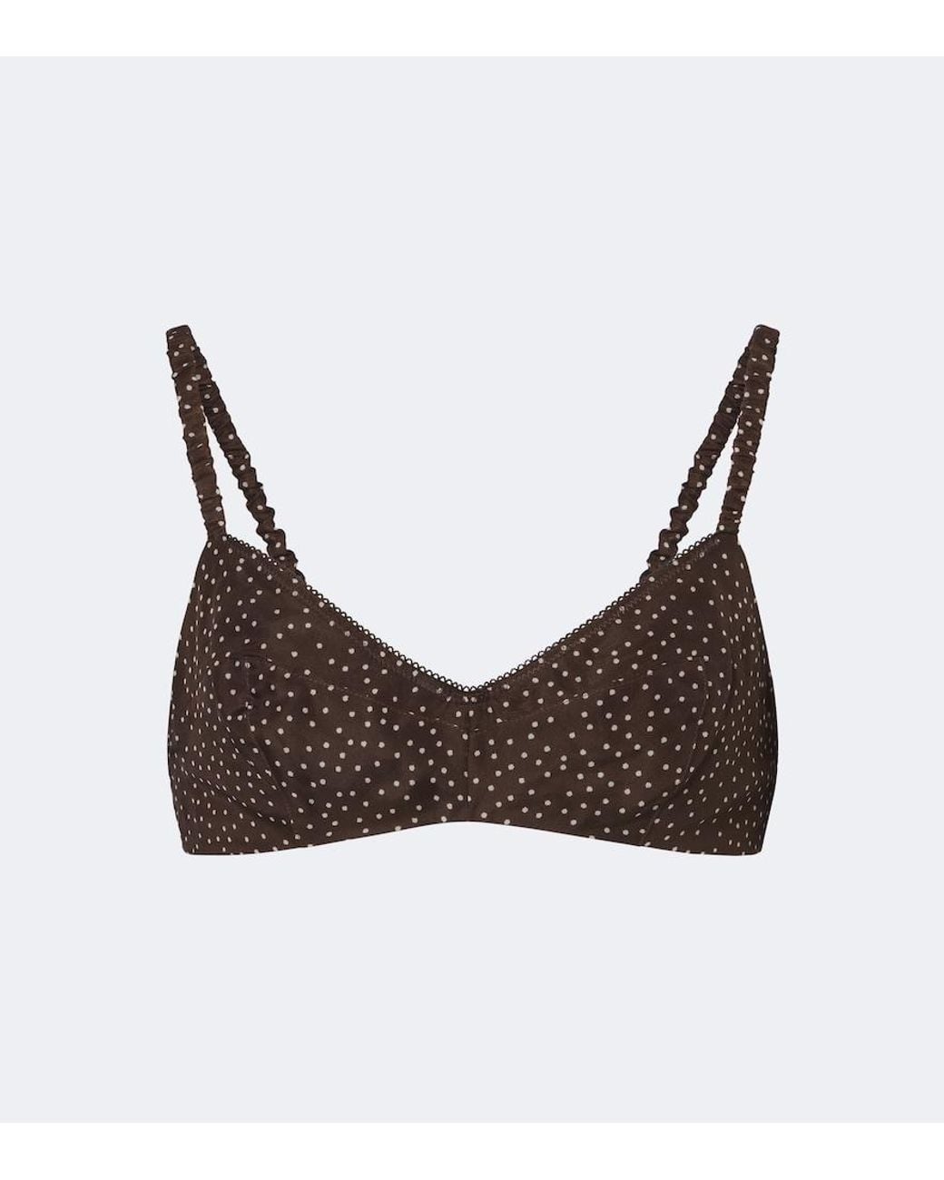 Sir Brown Polka-Dot Silk Organza Bra Top