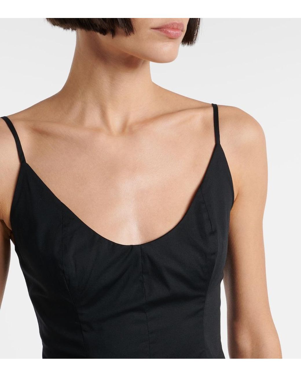 Staud Black Dena Cotton Poplin Minidress