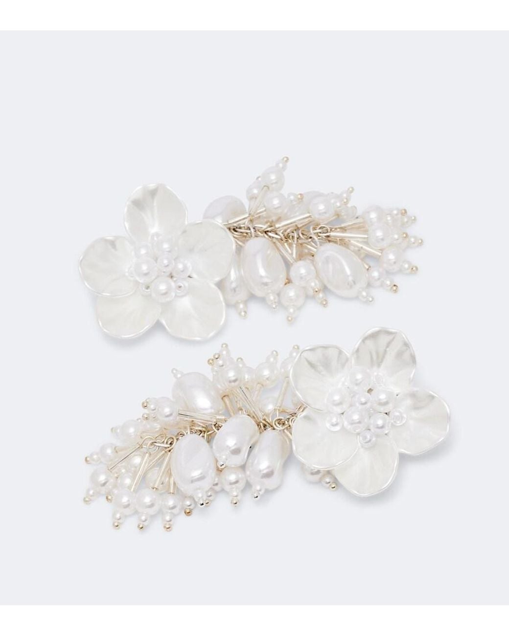 Self-Portrait White Floral Faux-Pearl Drop Earrings