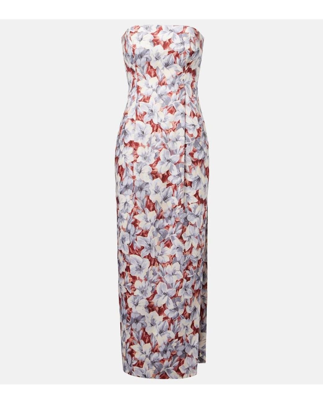 Posse Purple Rosalie Floral Linen Maxi Dress