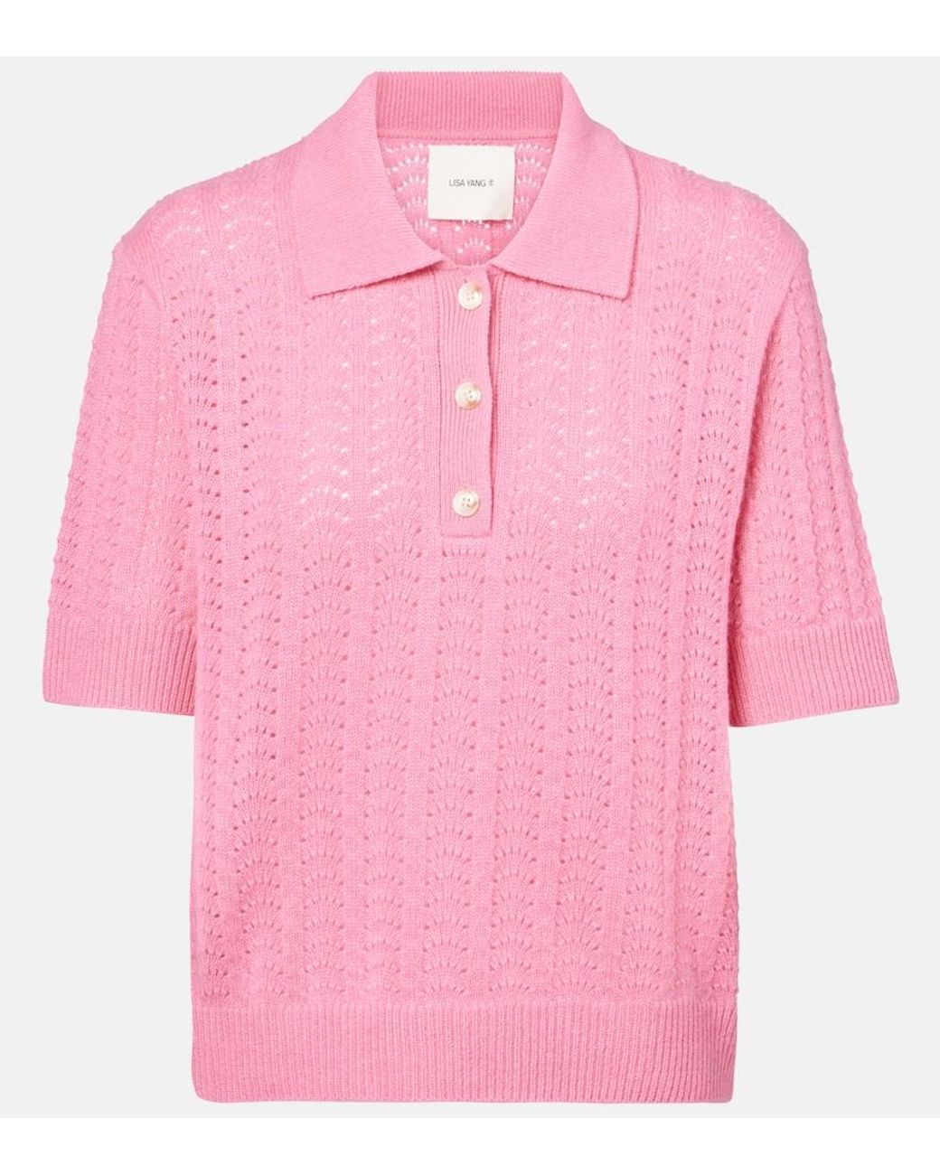 Lisa Yang Pink Masy Cashmere Polo Sweater