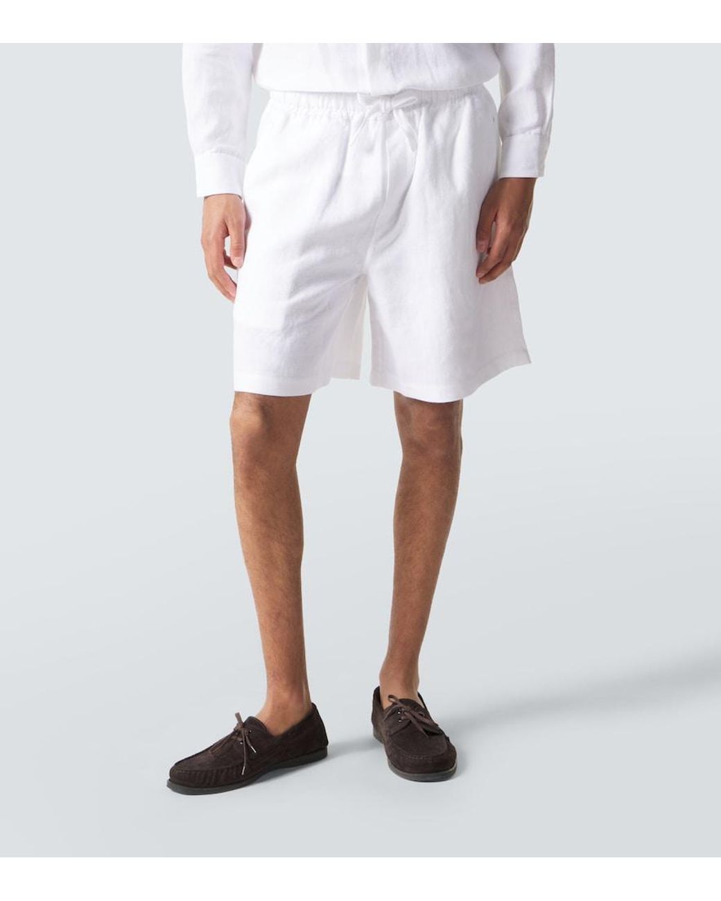 Saman Amel White Linen Shorts for men